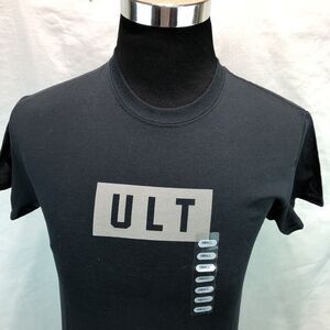 ULT Stealth Gray Logo 100% Cotton Black T Shirt Mens Small XX18 NWT Made In USA